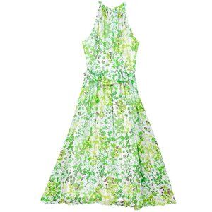DKNY Women's Floral-Print Keyhole Tie-Waist Halter Chiffon Midi Dress Size 6 NWT